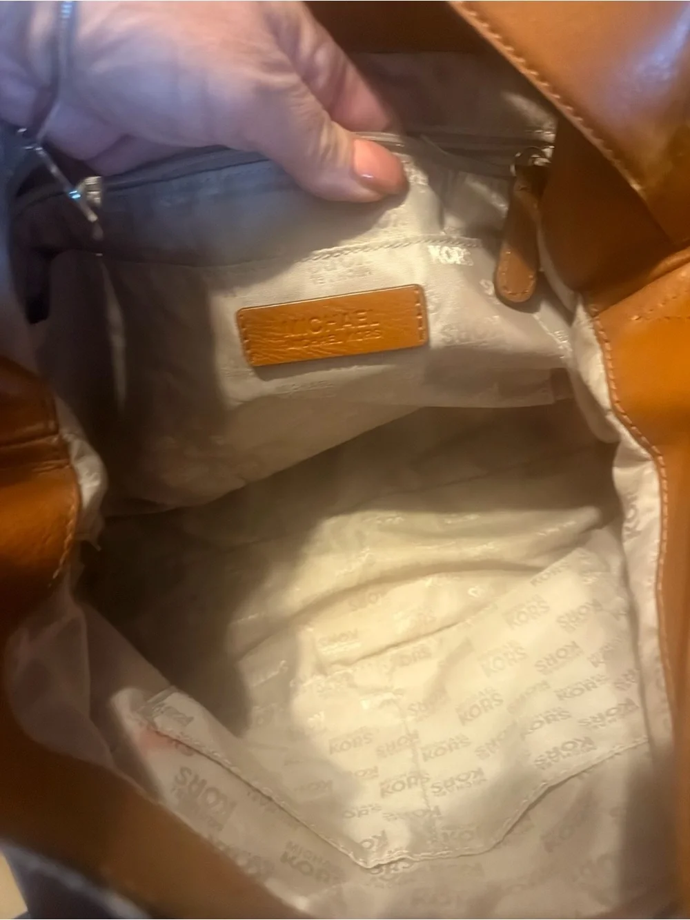 Michael Kors Jamesport Cream and Tan Logo Hobo Bag